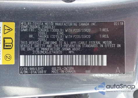 2018 Lexus Rx 350 z USA, uszkodzony, nr VIN 2T2BZMCA5JC140820